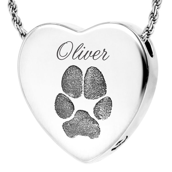 Actual Paw Print Pendant - Heart - Image 2