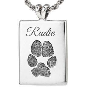 Actual Paw Print Pendant - Rectangle